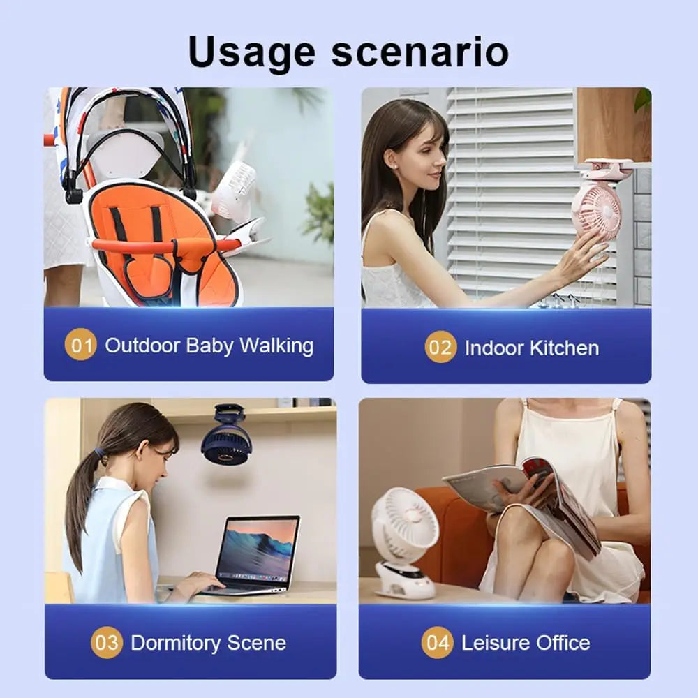 Camping Portable USB Clip Fan For Stroller Fan For Strollers