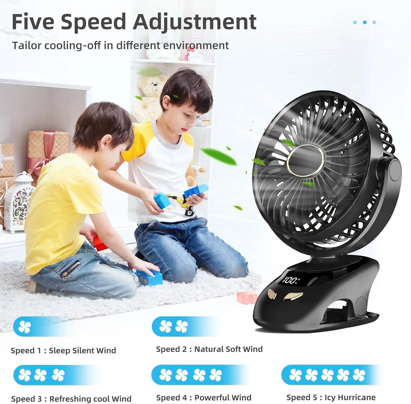 Camping Portable USB Clip Fan For Stroller Fan For Strollers
