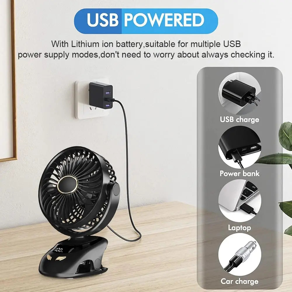 Camping Portable USB Clip Fan For Stroller Fan For Strollers
