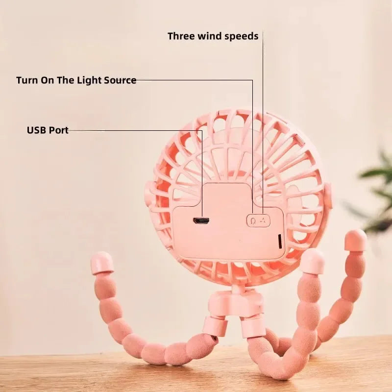 Octopus Mini Fan For Stroller Fan For Strollers